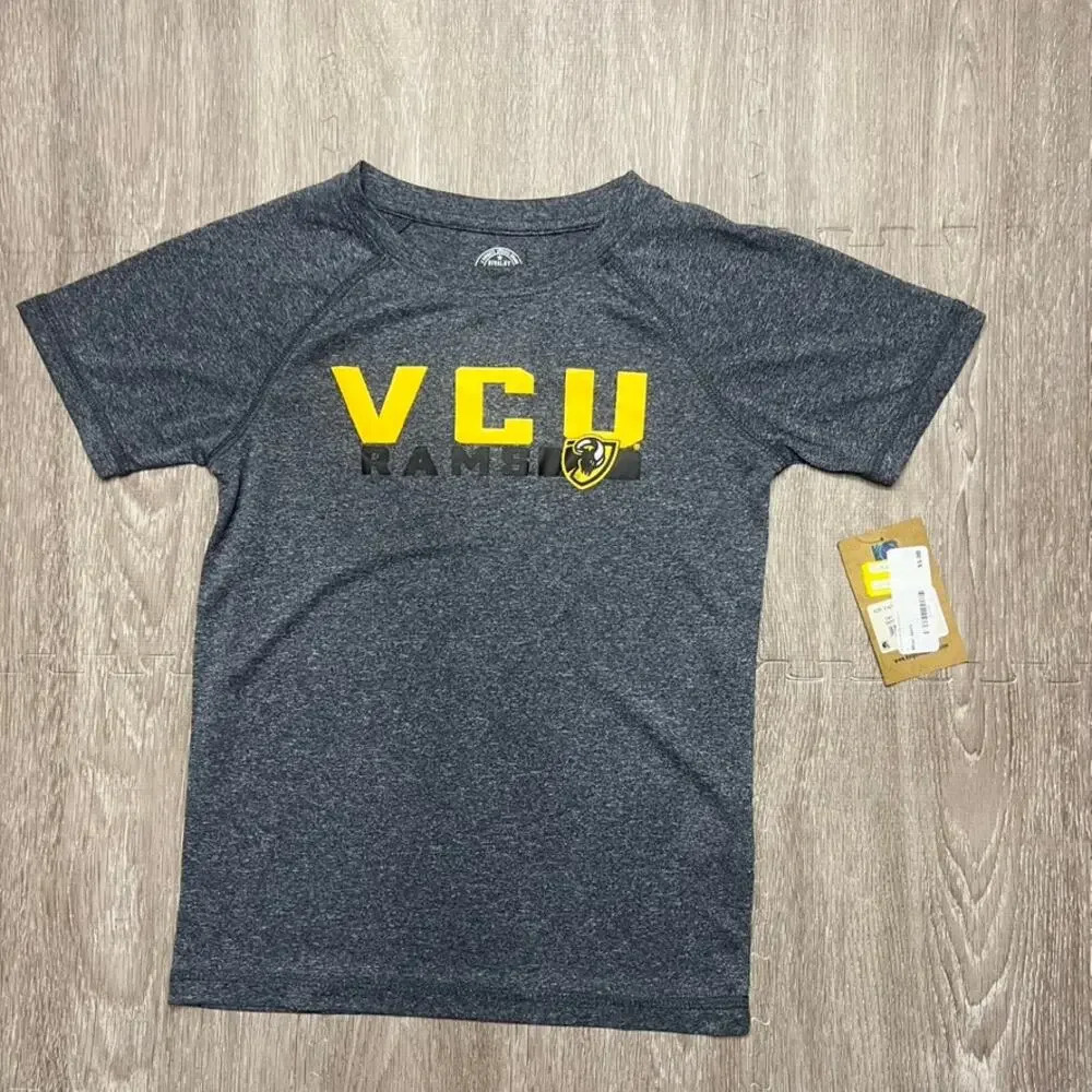 NWT VCU Rams Unisex Kids Gray Tech T-Shirt Small Short Sleeve Casual‎ Sports
